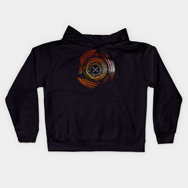 XRP Logo in Sci-Fi Hi-Tech Design Kids Hoodie by cryptogeek